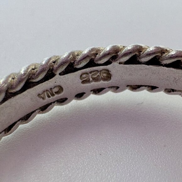 VTG Solid Sterling Silver 925 Amethyst Bezel Set Rope Border Ring Size 7.75 - Picture 6 of 9